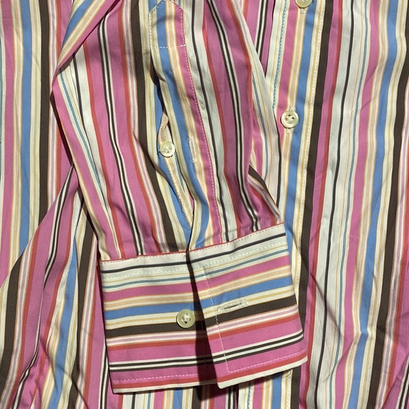 Made in Italy 🇮🇹High QualityCottonStretch Pink Striped ButtonDown Fitted Shirt - Picture 13 of 13